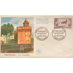 P) 1959 FRANCE, FDC, COVER OF PERPIGNAN CASTLE STAMP, WITH CANCELLATION, XF