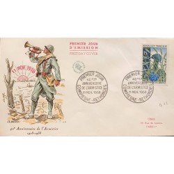P) 1958 FRANCE, FDC, COVER OF THE 40TH ANNIVERSARY OF FIRST WORLD WAR ARMISTICE DAY, STAMP, COMPIEGNE RETHONDES, XF