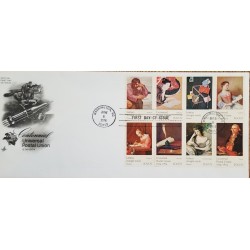 J) 1974 UNITED STATES, PAINTING, CENTENIAL UNIVERSAL POSTAL UNION, MULTIPLE XTAMPS, XF