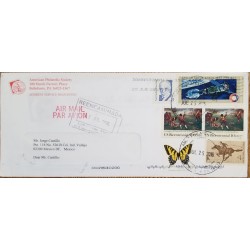 J) 2006 UNITED STATES, BUTTERFLIE, HORSE, SPACE, SATELLITE, MULTIPLE STAMPS, AIRMAIL, CIRCULATED COVER, FROM USA TO MEXICO