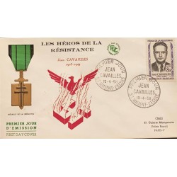 P) 1958 FRANCE, FDC, COVER OF LIBERATION MEDAL JEAN CAVAILLES 1903-1944, HEROES OF THE RESISTANCE STAMP, XF