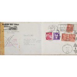 J) 1943 UNITED STATES, WITH SLOGAN CANCELLATION, OPEN BY EXAMINER, PERFINS, AIRMAIL, CIRCULATED COVER, FROM USA TO COLOMBIA
