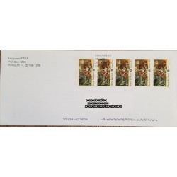 J) 2008 UNITED STATES, CONTRIBUTORS TO THE CAUSE HAYM SALOMON, MULTIPLE STAMPS, AIRMAIL, CIRCULATED COVER, FROM USA TO MIAMI