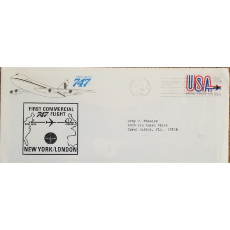 J) 1970 UNITED STATES, FIRST COMERCIAL FLIGHT, NEW YORK TO LONDON, XF