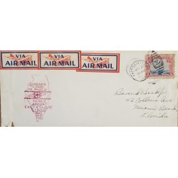 J) 1929 UNITED STATES, MULTIPLE STAMPS, RED CANCELLATION, AIRMAIL, CIRCULATED COVER, FROM USA TO MIAMI