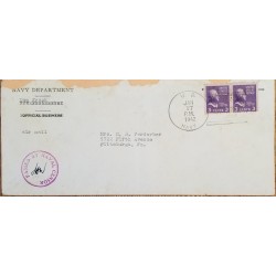 J) 1942 UNITED STATES, THOMAS JEFFERSON PAIR, PASSED BY NAVAL CENSOR, AIRMAIL, CIRCULATED COVER, FROM USA TO PITTSBURGH
