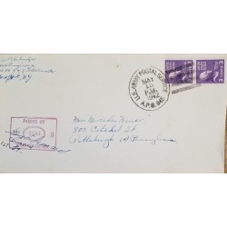 J) 1942 UNITED STATES, THOMAS JEFFERSON PAIR, PASSED BY NAVAL CENSOR, AIRMAIL, CIRCULATED COVER, FROM NEW YORK TO PITTSBURGH