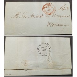 A) 1851, COLOMBIA, ENTIRE LETTER FROM SANTA MARTA TO PANAMA, ADDRESSED TO SNR, ANIBAL MOSQUERA