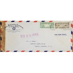 J) 1943 UNITED STATES, MAP, OPEN BY EXAMINER, AIRMAIL, CIRCULATED COVER, FROM USA TO COLOMBIA