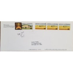 J) 2009 UNITED STATES, AMERICAN RURAL, MULTIPLE STAMPS, OPEN BY EXAMINER, AIRMAIL, CIRCULATED COVER, FROM USA TO WILMINGTON
