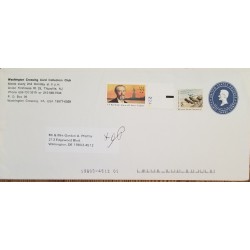 J) 2001 UNITED STATES, POSTAL STATIONARY, STATUTE OF LIBERTY SCULPTOR, MULTIPLE STAMPS, AIRMAIL, CIRCULATED