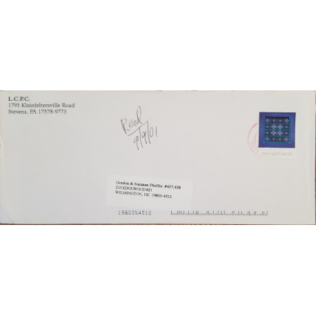 J) 2001 UNITED STATES, AMISH QUILT USA, AIRMAIL, CIRCULATED COVER, FROM USA TO WILMINGTON