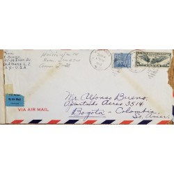 J) 1942 UNITED STATES, TRANS ATLANTIC, JAMES MONROE, OPEN BY EXAMINER, AIRMAIL, CIRCULATED COVER, FROM NEW YORK TO BOGOTA