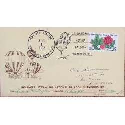 J) 1982 UNITED STATES, US NATIONAL HOT AIR BALLON CHAMPIONSHIP, FLOWER, ROSES, MULTIPLE STAMPS, AIRMAIL