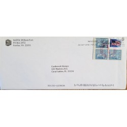 J) 2010 UNITED STATES, FLAG, BLOCK OF 4, MULTIPLE STAMPS, AIRMAIL, CIRCULATED COVER, FROM USA TO MIAMI