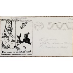 J) 1943 UNITED STATES, HEA COMES MI TAPEDOBOAT MAN, AIRMAIL, CIRCULATED COVER, FROM USA TO CALIFORNIA