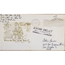 J) 1943 UNITED STATES, WERE IN THE ARMY NOW, AVOUD DELAY, AIRMAIL, CIRCULATED COVER, FROM USA TO CALIFORNIA