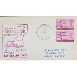 J) 1957 UNITED STATES, FIRST OFFICIAL FLIGHT NEW YORK TO MEXICO, AIRMAIL, CIRCULATED COVER, FROM USA TO NEW JERSEY