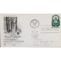 J) 1960 UNITED STATES, COMMEMORATING THE FIFTH WORLD FORESTRY CONGRESS SEATTLE WASHINGTON, FDC