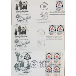 J) 1960 UNITED STATES, GOLDEN JUBILEE CAMP FIRE GIRLS, SET OF 3 FDC