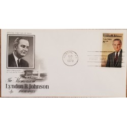 J) 1973 UNITED STATES, IN MEMORIAM LYNDON B JOHNSON, FDC
