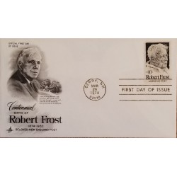 J) 1940 UNITED STATES, CENTENNIAL BIRTH OF ROBERT FROST, FDC