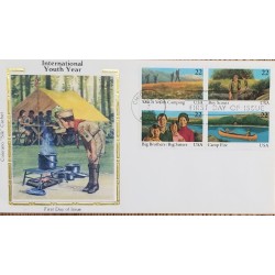 J) 1985 UNITED STATES, INTERNATIONAL YOUTH YEAR, BIG BROTHERS, CAMP FIRE, BOY SCOUTS, FDC