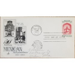 J) 1960 UNITED STATES, 150TH ANNIVERSARY MEXICAN INDEPENDENCE, BELL, EAGLE, FDC
