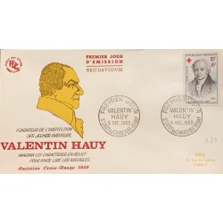 P) 1959 FRANCE, FDC, RED CROSS OF VALENTIN HAUY STAMP, FOUNDER INSTITUTE NATIONAL JEUNES AVEUGLES, XF