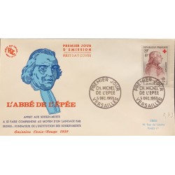 P) 1959 FRANCE, FDC, RED CROSS OF CH MICHEL DE L´EPEE STAMP, FOUNDER INSTITUTION FOR THE DEAF AND DUMB