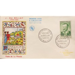 P) 1958 FRANCE, FDC, RED CROOS CHARITY OF JOACHIM DU BELLAY STAMP, POET OF LA PLÉIADE COLLECTION, XF
