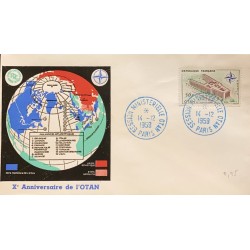 P) 1959 FRANCE, FDC, 10TH ANNIVERSARY OF OTAN STAMP, ATLANTIC ALLIANCE, XF