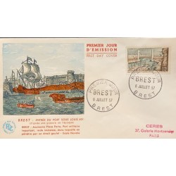 P) 1957 FRANCE, FDC, PORT OF BREST STAMP, PORT UNDER LOUIS XIV, IMPORTANT MILITARY PORT, XF