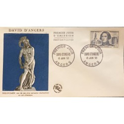 P) 1957 FRANCE, FDC, FAMOUS MEN OF DAVID D´ANGRES STAMP, PHILOSOPHER, CLASSIC ART, XF