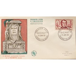 P) 1957 FRANCE, FDC, FAMOUS MEN OF X BICHAT STAMP, FRENCH ANATOMIST, COMMEMORATION, XF