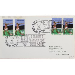 J) 1982 UNITED STATES, WITH SLOGAN CANCELLATION, PERSHING BALLOON DERBY, FDC