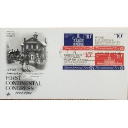 J) 1974 UNITED STATES, 200TH ANNIVERSARY FIRST CONTINENTAL CONGGRESS, MULTIPLE STAMPS, FDC
