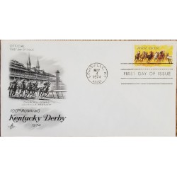 J) 1974 UNITED STATES, 100TH RUNNING KENTUCKY DERBY, HORSE, FDC