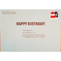 J) 2015 UNITED STATES, FLAG, HAPPY BIRTHDAT, AIRMAIL, CIRCULATED COVER, FROM USA TO MIAMI