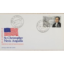 J) 1975 UNITED STATES, ST CHRISTOPHER NEVIS ANGUILLA, BICCENTENARY OF THE AMERICAN WAR INDEPENDENCE, FLAG, FDC