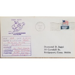 J) 1972 UNITED STATES, FLAG, PURPLE CANCELLATION, AIRMAIL, CIRCULATED COVER, FROM USA