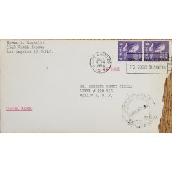 J) 1954 UNITED STATES, THOMAS JEFFERSON, WITH SLOGAN CANCELLATION, AIRMAIL, CIRCULATED COVER, FROM CALIFORNIA TO MEXICO