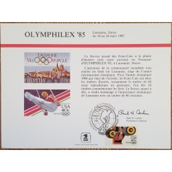 J) 1985 UNITED STATES, IOLYMPIC GAMES, OLYMPHILEX, ORIGINAL ENGRAVINGS, XF