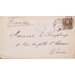 J) 1891 UNITED STATES, MUTE CANCELLATION, CIRCULATED COVER, FROM NEW YORK TO PARIS