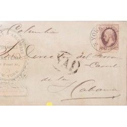 J) 1881 UNITED STATES, COMMERCIAL LETTER, FRONT OF LETTER, CIRCULATED COVER, FROM NEW YORK TO HABANNA