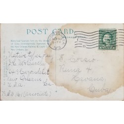 J) 1912 UNITED STATES, WASHINGTON, PERFINS, POSTCARD, CIECULATED COVER, FROM USA TO CARIBE