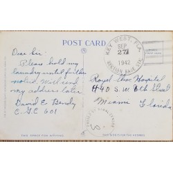 J) 1942 UNITED STATES, KEY WEST GLA, PASSED BY NAVAL CENSOR, AIRMAIL, CIRCULATED COVER, FROM USA TO MIAMI