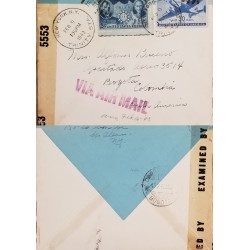 J) 1943 UNITED STATES, AIRPLANE, OPEN BY EXAMINER, AIRMAIL, CIRCULATED COVER, FROM USA TO COLOMBIA