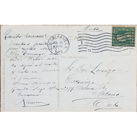 J) 1912 UNITED STATES, WASHINGTON, POSTCARD, CIRCULATED COVER, FROM USA TO CARIBE