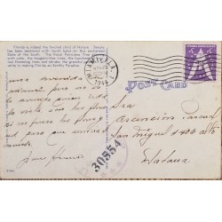 J) 1944 UNITED STATES, EAGLE, WIN THE WAR, POSTCARD, AIRMAIL, CIRCULATED COVER, FROM USA TO CARIBE